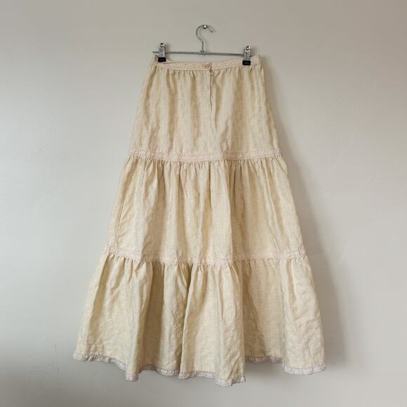 vintage cream country set victorian prairie maxi skirt - Picture 3 of 4